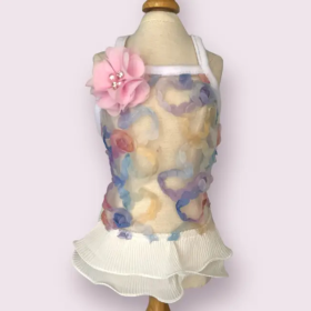 Chiffon Summer Floral Ruffle Dog Dress (size: XS)