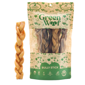 Green Woof Braided Bully Sticks (size: 6 Inch)