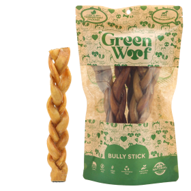 Green Woof Braided Bully Sticks (size: 12 Inch)