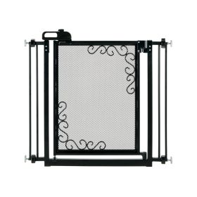 One (Option: Touch Metal Mesh Pet Gate in Black)
