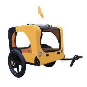 Yellow Outdoor Heavy Duty Foldable Utility Pet Stroller Dog Carriers Bicycle Trailer (Color: as Pic)