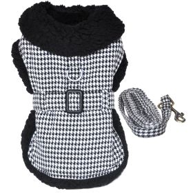 Black and White Classic Houndstooth Dog Harness Coat with Leash (Option: 2X-Large)
