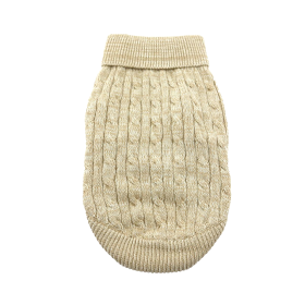 Dog Cable Knit 100% Cotton Sweater - Oatmeal (Option: Small)