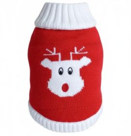 Dog Cable Knit 100% Cotton Sweater - Red Rudolph Holiday (Option: XX-Small)