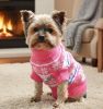 Dog Cable Knit 100% Cotton Sweater - Snowflakes and Hearts Pink