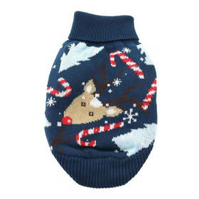 Dog Cable Knit 100% Cotton Sweater - Ugly Reindeer (Option: Large)