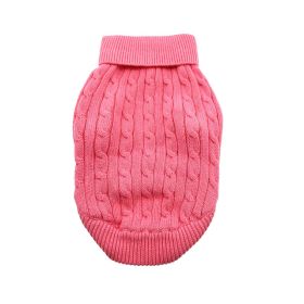Dog Cable Knit 100% Cotton Sweater - Candy Pink (Option: Large)