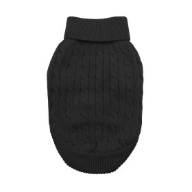 Dog Cable Knit 100% Cotton Sweater - Jet Black (Option: 3X-Large)