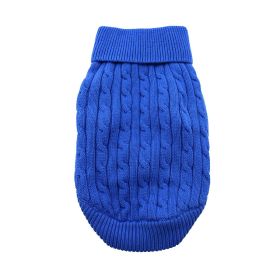 Dog Cable Knit 100% Cotton Sweater - Riverside Blue (Option: Small)