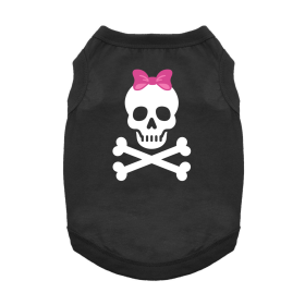 NEW - Pirate Skull with Pink Bow Dog Shirt - Jet Black (Option: 3X-Large)