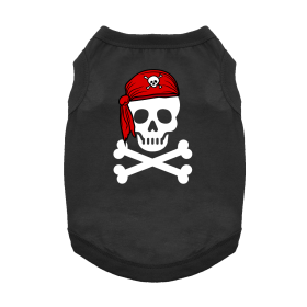 NEW - Pirate Skull with Red Bandana Dog Shirt - Jet Black (Option: X-Small)
