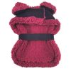 Sherpa-Lined Dog Harness Coat - Black and Burgundy Dots