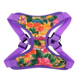 Wrap and Snap Hareness - Sunset Hibiscus Print and Mesh Choke Free Step in Harness (Option: X-Small)